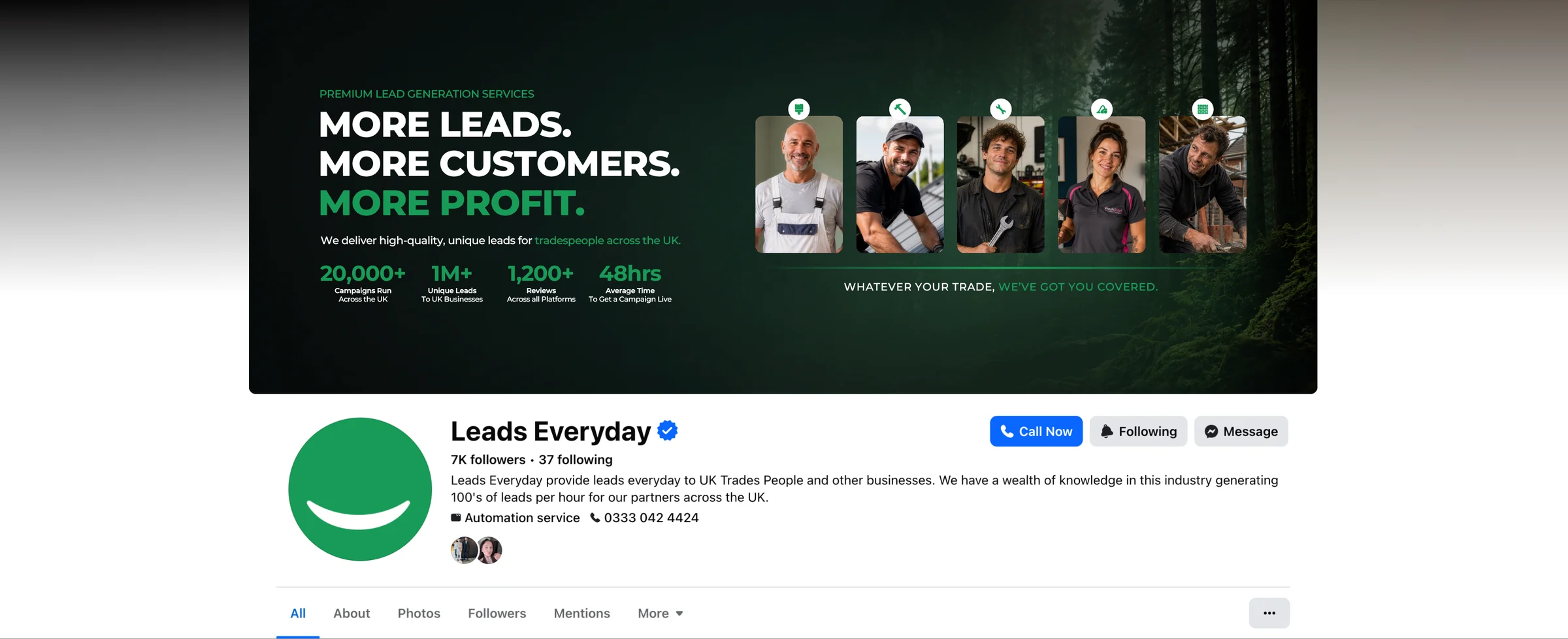 The banner live on the Leads Everyday Facebook page