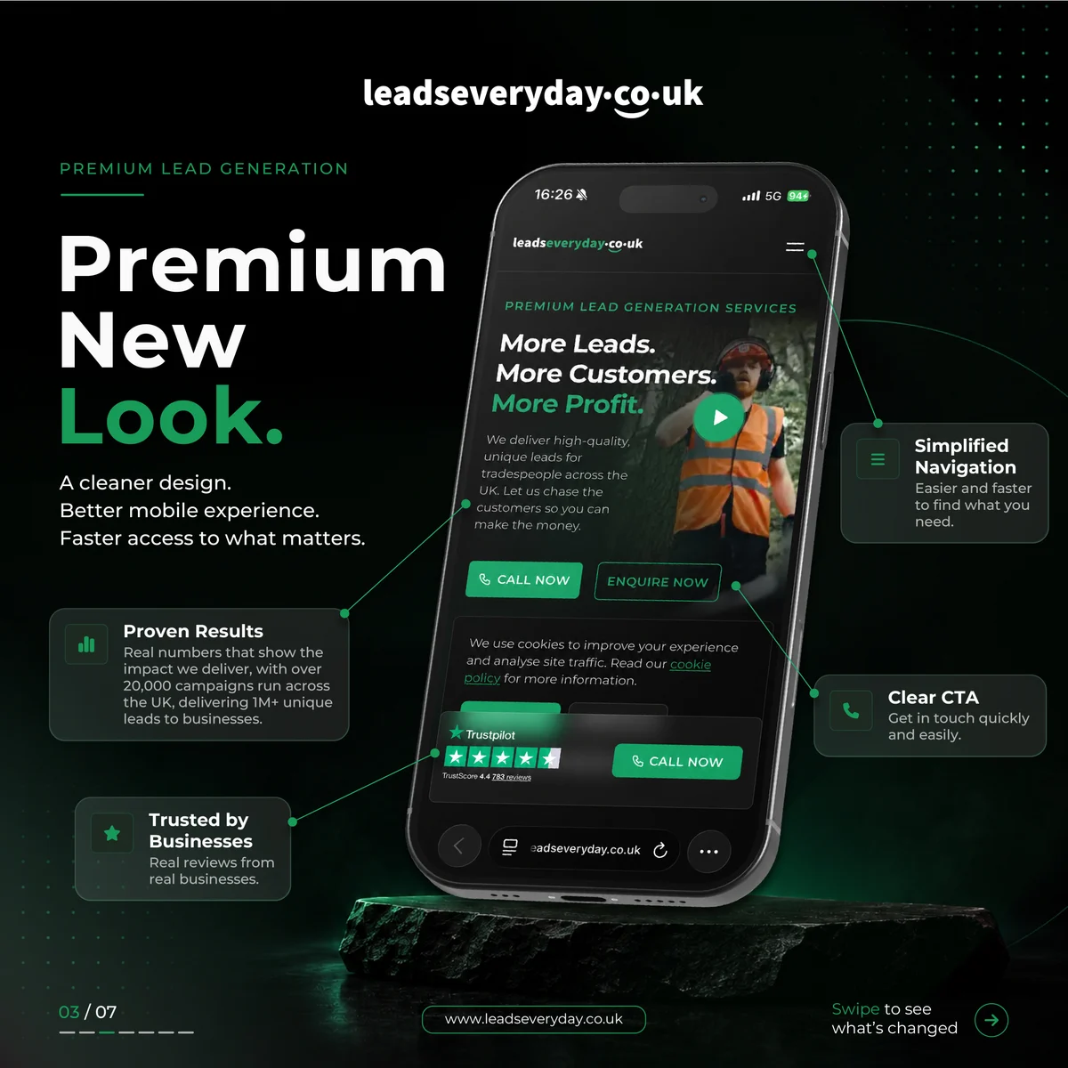 Leads Everyday new website launch carousel, design 2